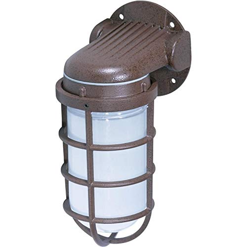 Nuvo Lighting Sf76/621 Industrial Style Small Heavy Duty Aluminum Durable Outdoor Wall Mount Porch And Patio Light With Frosted Glass, Old Bronze