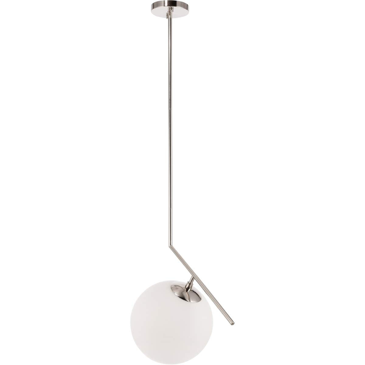 Living District Chrome Ceiling Pendant Light With Frosted White Glass Shade