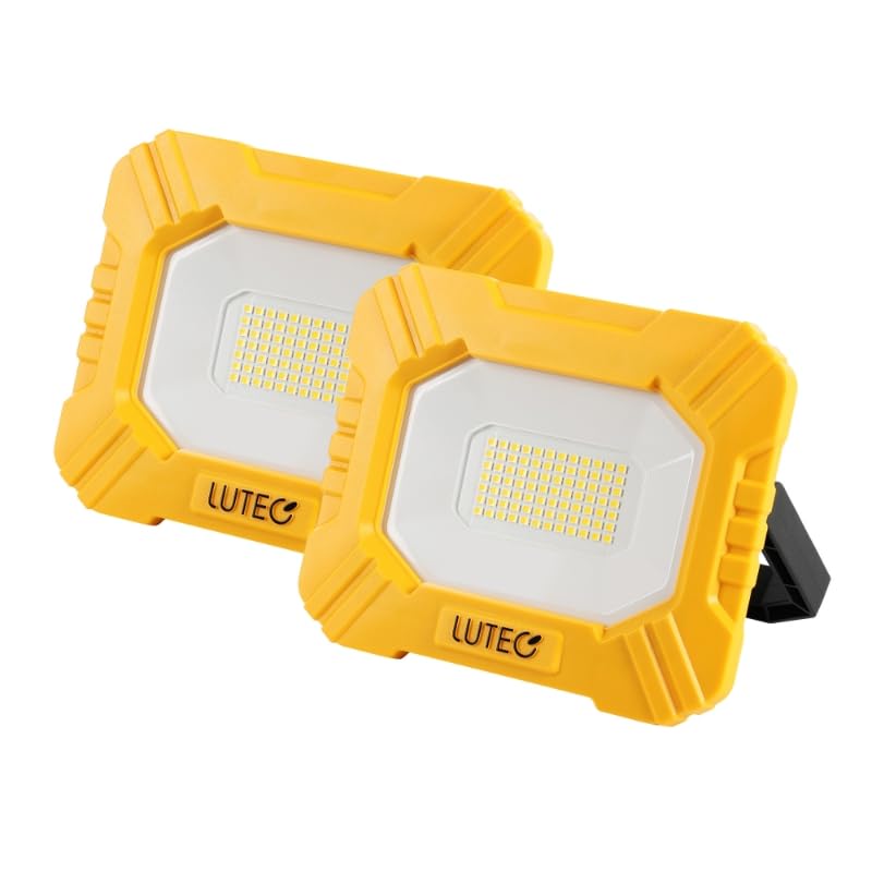 LUTEC 2 Pack 3500LM LED Work Light, Rechargeable Magnetic Work Lights with Stand, Portable 5000K Flood Light for Car Repair, Fis