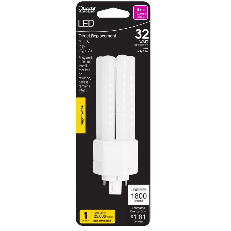 Feit Electric LED Light Bulb PL GX24Q-3 32W Bright White 4-Pin One Size Model 3011634