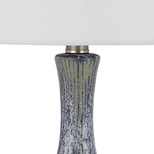 Cal Lighting BO-3036TB Ceramic Table Lamp, 15inW x 25inH, Distressed Stone, Hardback Taper Drum Shade
