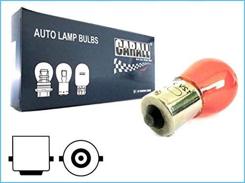 Carall 10 Pcs Car Halogen Bulbs S25 Py21W Ba15S 12V 21W Straight Pins Orange, For Headlight Car Bulbs, Beam Low/High Beam Fog Li
