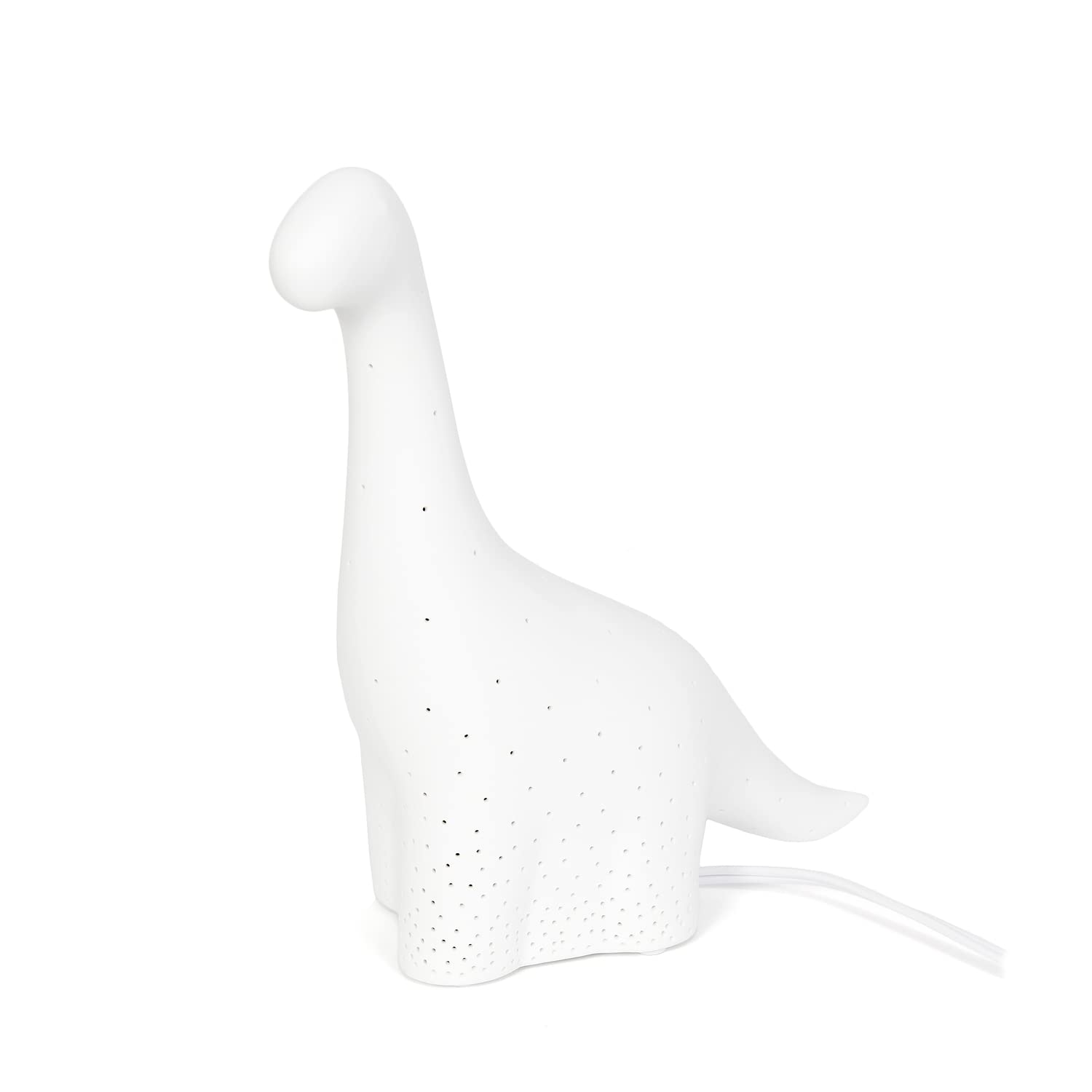Simple Designs Lt2093-Wht Porcelain Brontosaurus Dinosaur Table Lamp, White