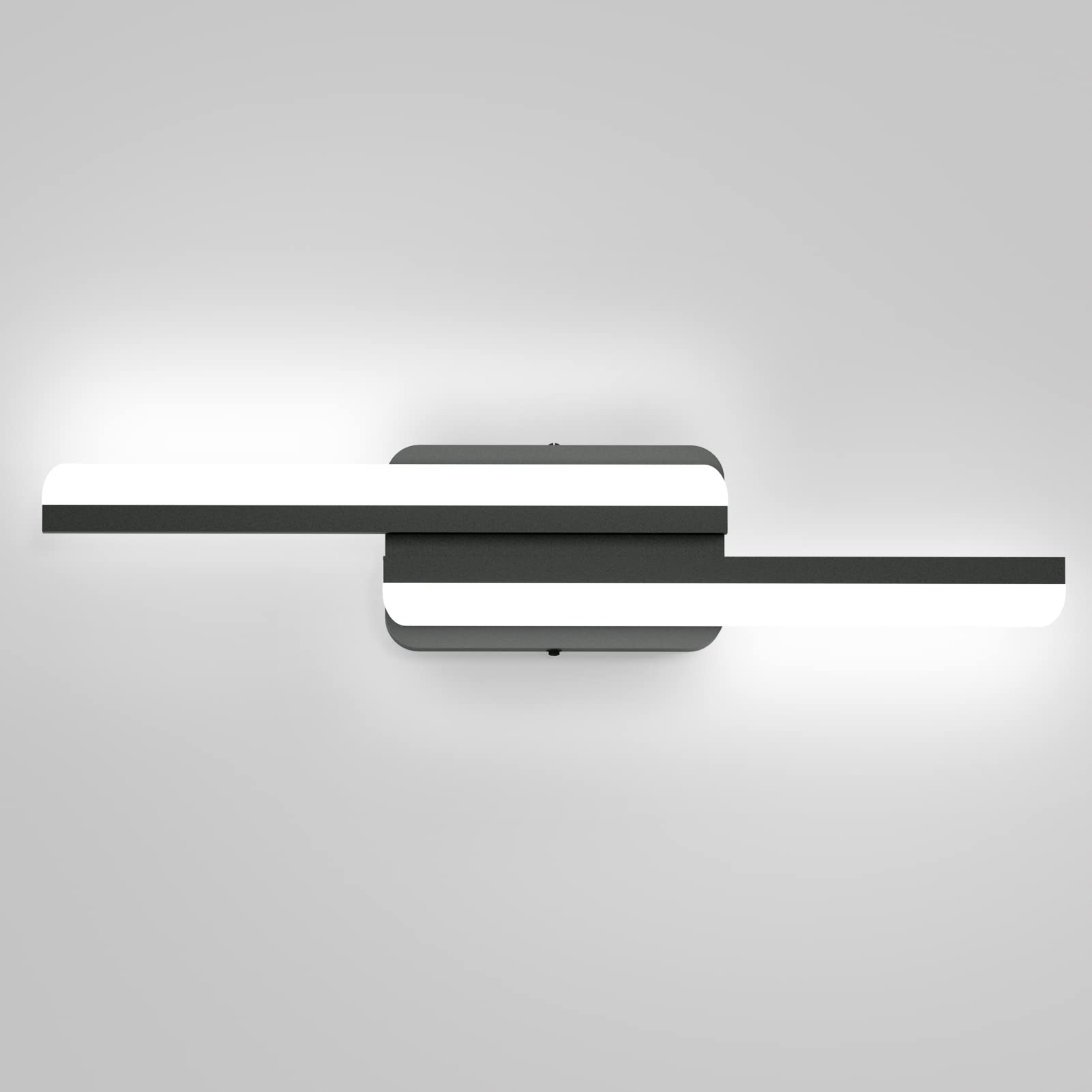 Ralbay Modern LED Vanity Light 24W 24 inch Frosted Aluminum Matte Black Bathroom Fixture 6000K