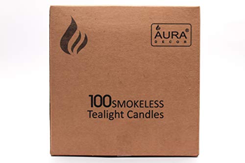 AuraDecor White Tealight Candle, Smokeless No Residue Burn Upto 3 Hour, Unscented T Light Candle for Home Decor (Set of 100 (Whi