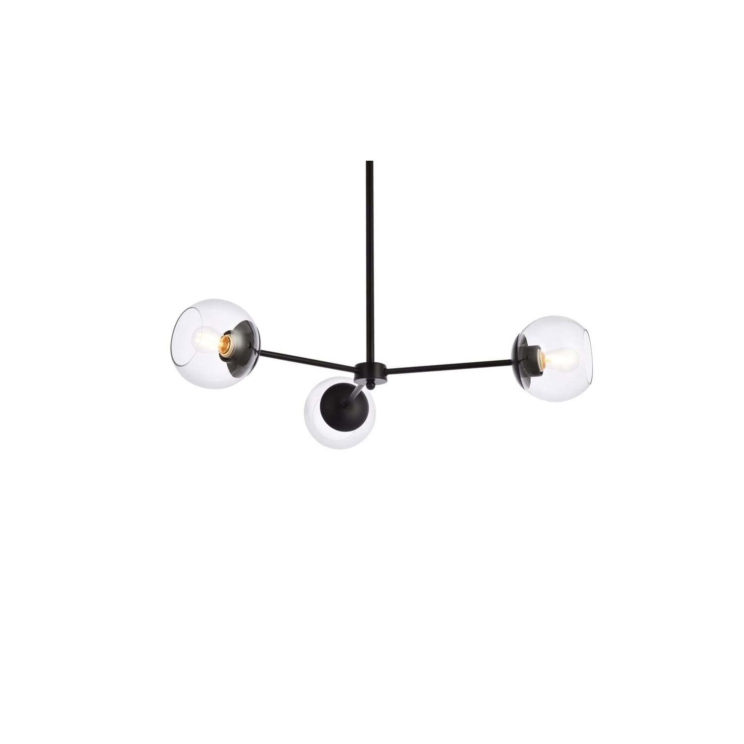 Living District Briggs 3-Light Mid-Century Metal Pendant in Black and Clear