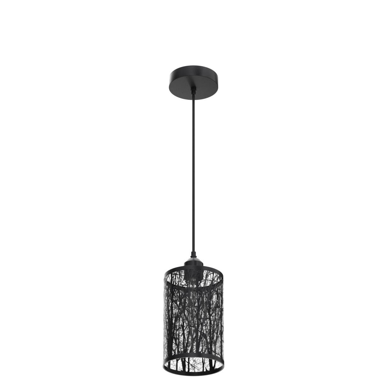 Shining Gold Black Pendant Light Fixture - Vintage Metal Cylinder Design, Gold Finish for Kitchen, Dining Room, Bedroom