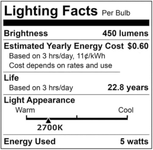 Anyray 6-Led 50-Watt Replacement Bulb For Kitchen Range Hood Bulb European Hoods Standard 5W=50W E27 Base (6-Bulbs)