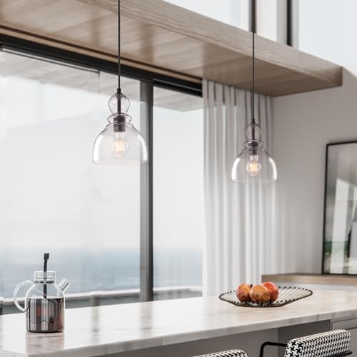 Westinghouse Lighting 6135800 One-Light Indoor Mini Pendant Light, Ceiling Light Fixture, Oil Rubbed Bronze Finish With Clear Se