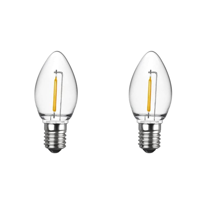 Venusop 2 Pack C7 Warm White Led Replacement Christmas Light Bulbs,E12 Candelabra Base, Shatterproof Plastic, For Christmas Outd
