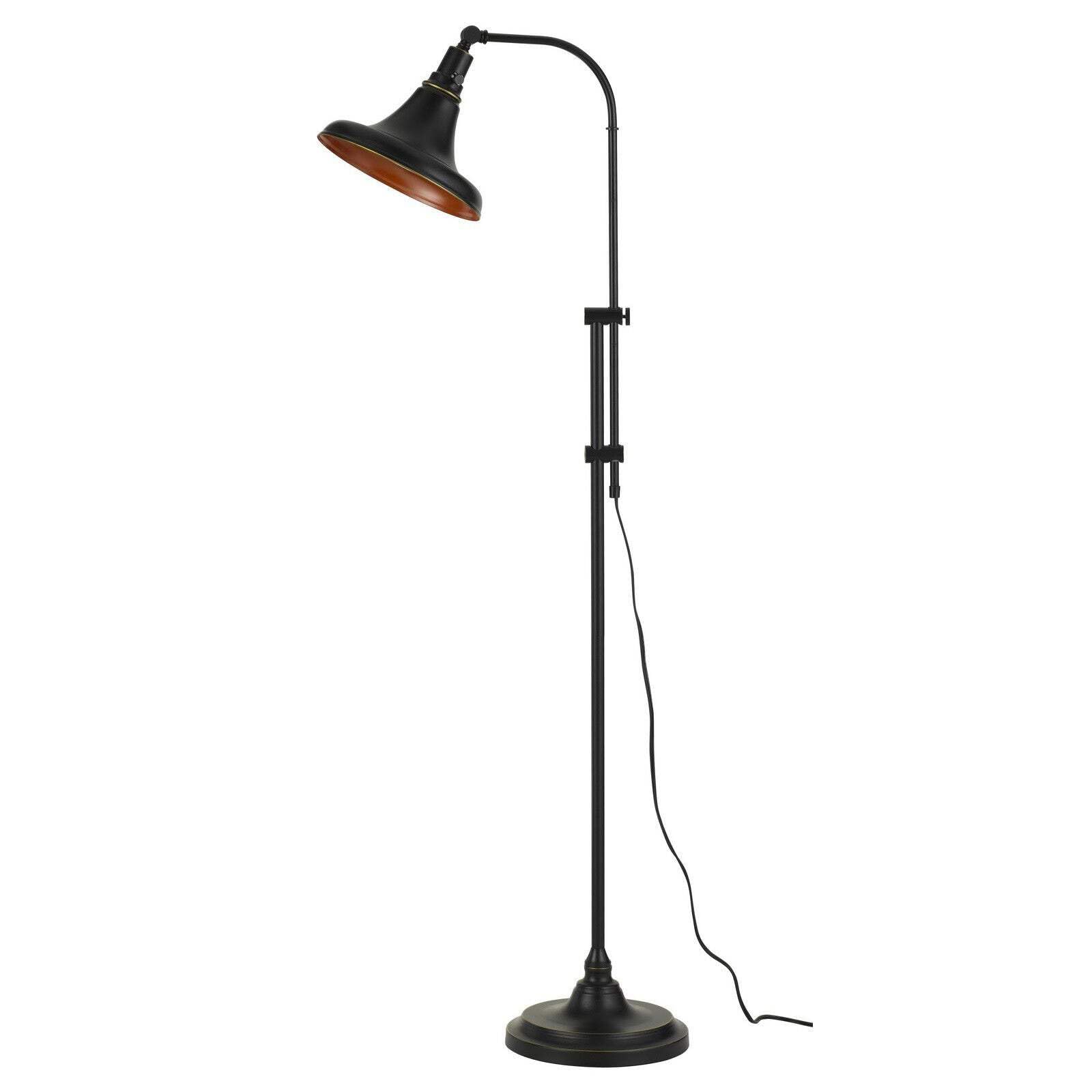 HomeRoots Adjustable Floor Lamp - Traditional 58 in. with Bronze Dome Shade, Metal Construction