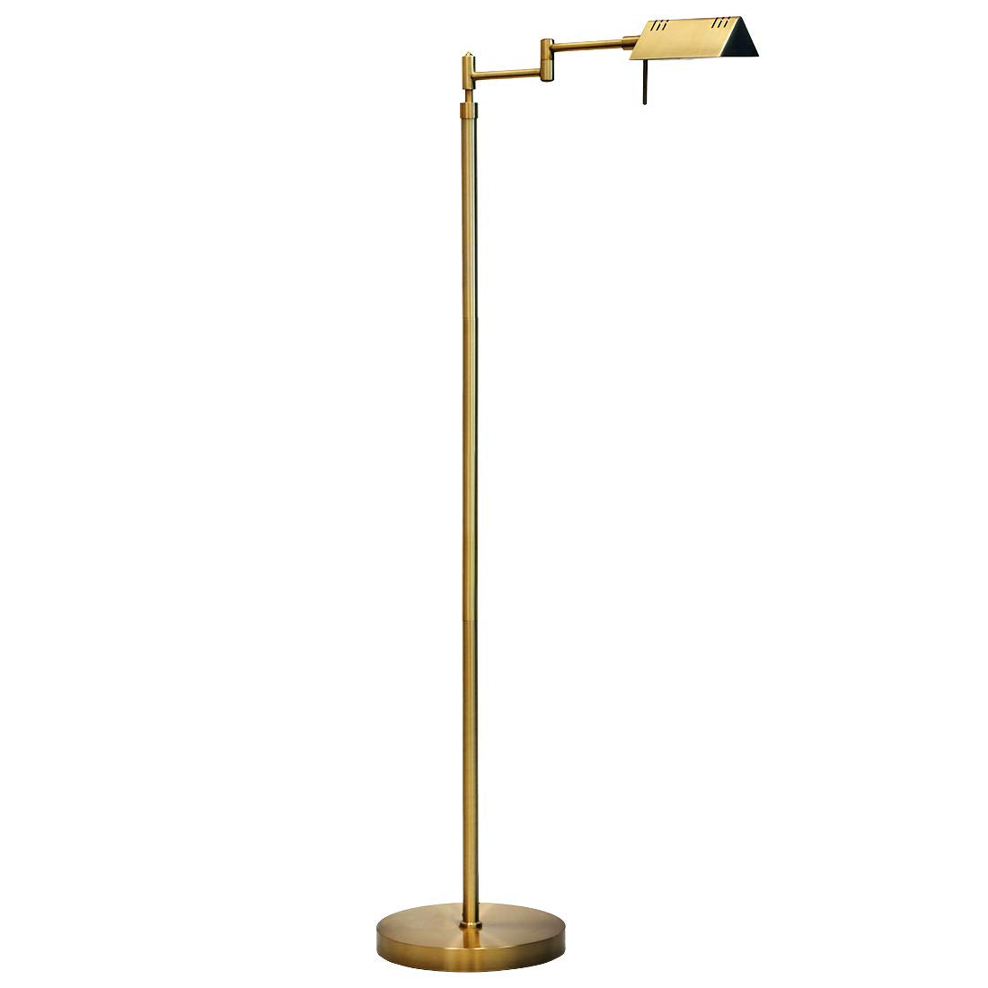 OBright Dimmable LED Floor Lamp, 12W, Adjustable Height, 360° Swing Arms, Antique Brass (Gold), Model OB-FL05D