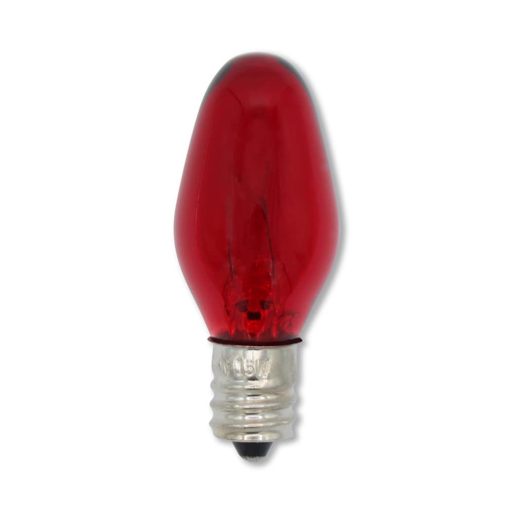 Lumenivo C7 Watt Red Incandescent C7 Colored Night Light Bulbs 7W C7 Red Christmas Village Light Bulbs - Candelabra Base Red Bul