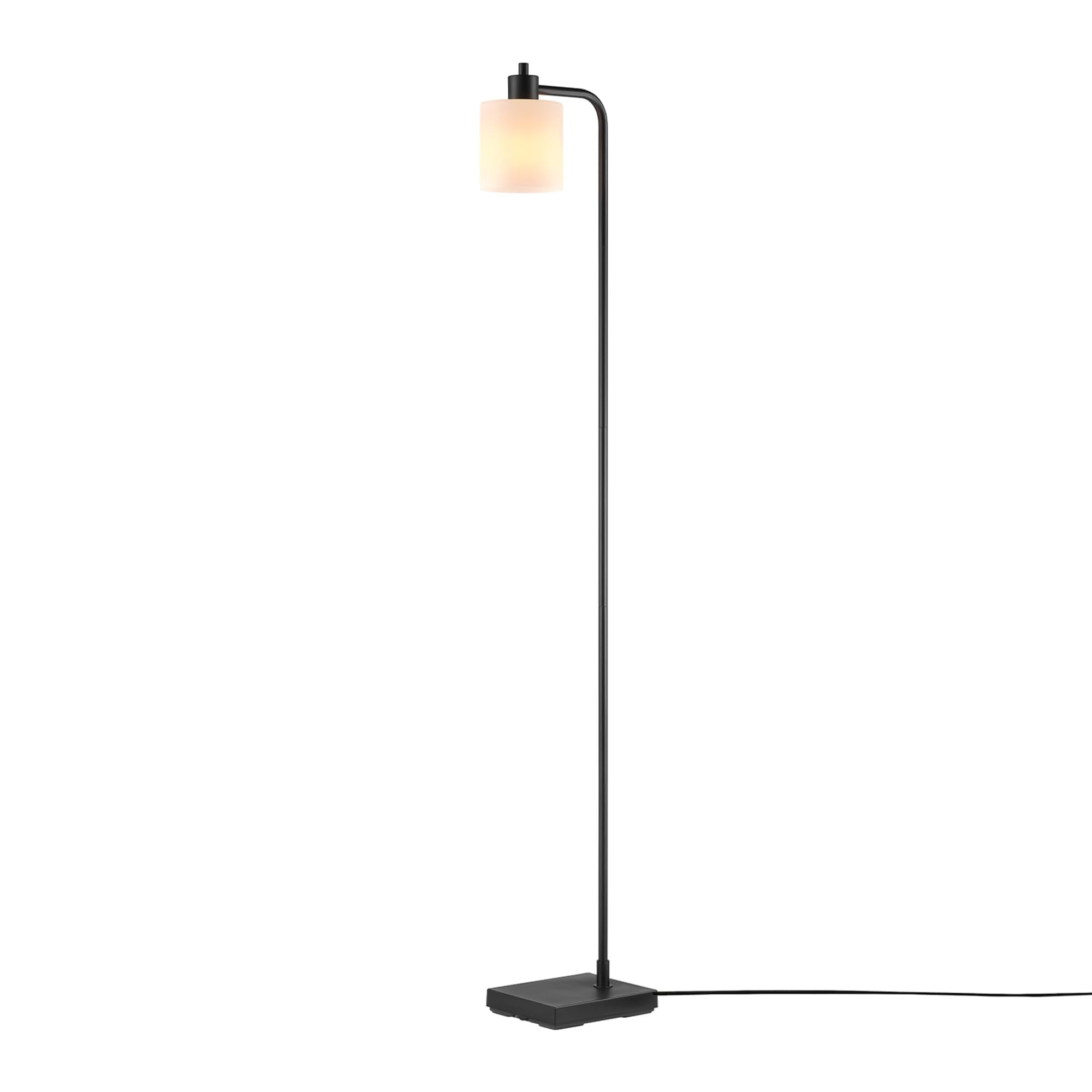 Globe Electric 61000144 62'' Floor Lamp, Matte Black, Plastic Frosted Shade, On/Off Rotary Switch on Socket, 6-Foot Black Cord, 