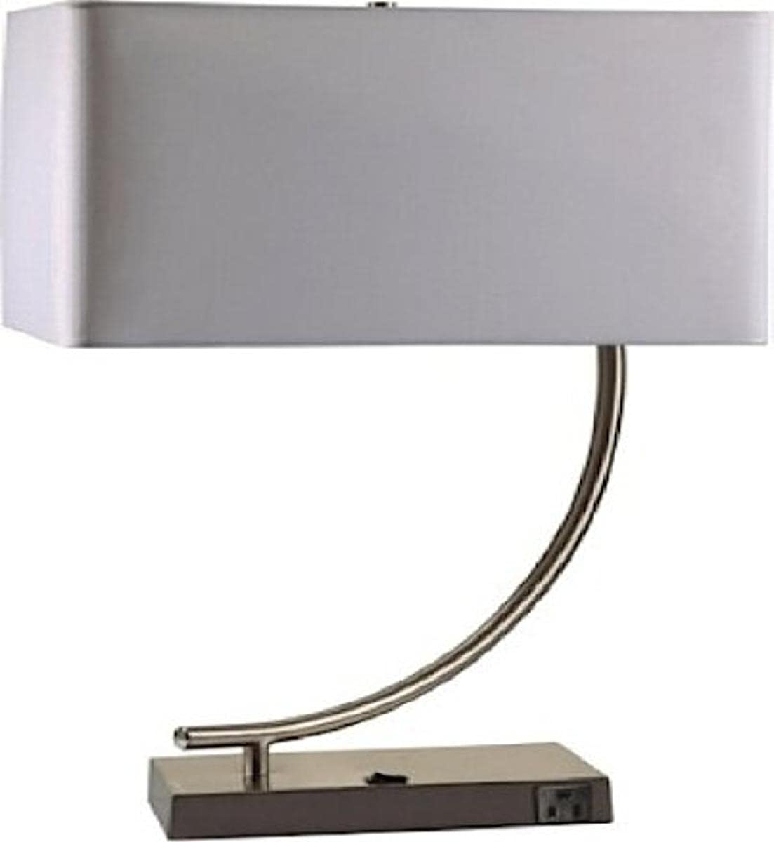 ORE International, Inc 6223-1 Table Lamp with Convenient Outlet, 9&quot; x 15.25&quot; x 22&quot;, Chrome/Nickel
