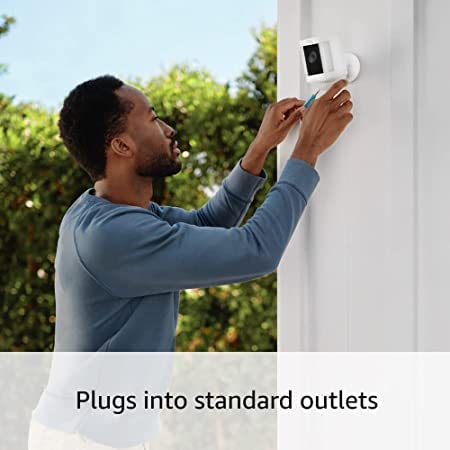 Ring Spotlight Cam Plus, Plug-in | Two-Way Talk, Color Night Vision, and Security Siren (2022 release) | 3-pack, Black