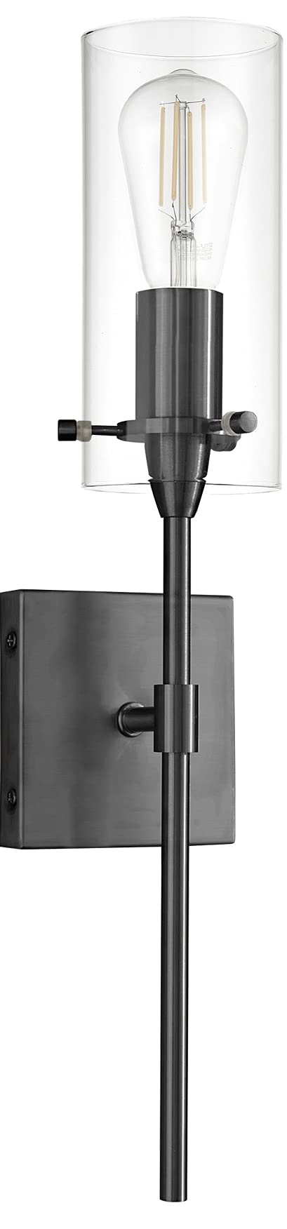 Linea di Liara Black Wall Sconce Light Fixture, Indoor Glass Bathroom Sconce, Metal, Small, Model LL-WL31-BLK