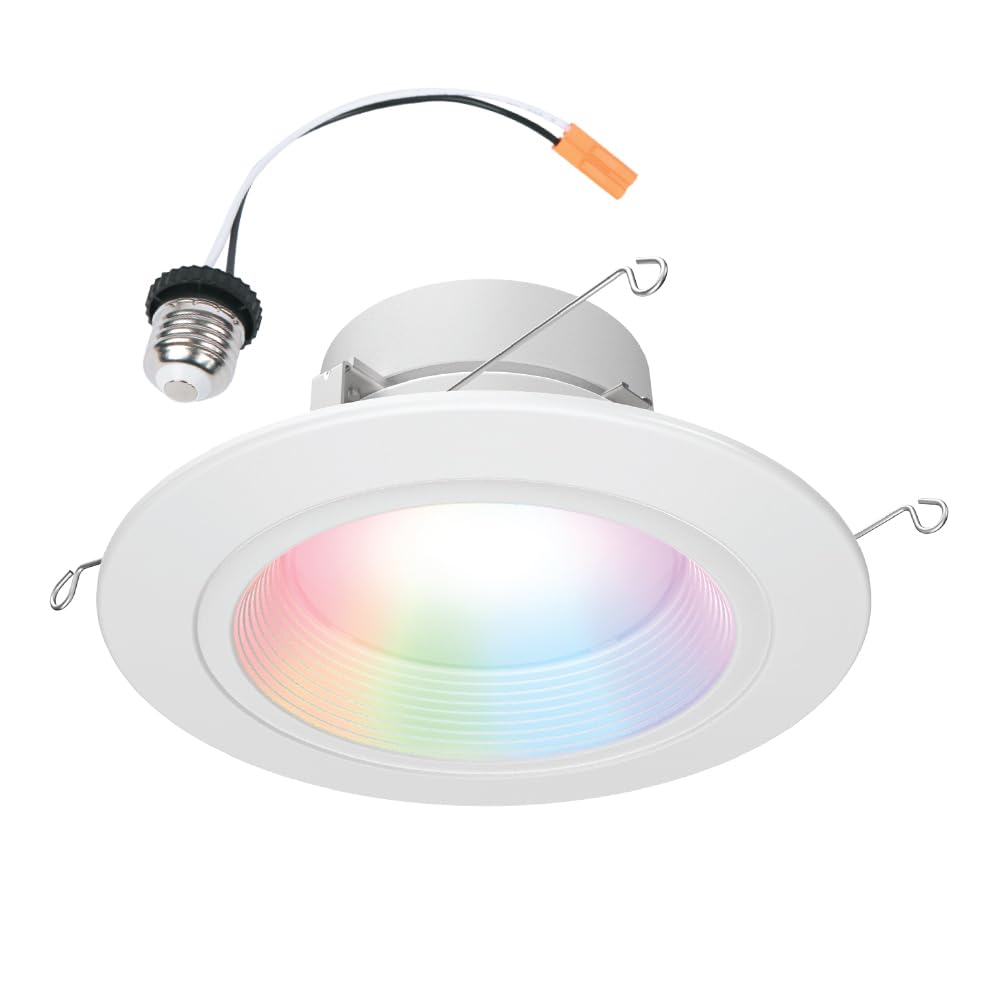HALO 5/6 Inch Color and Tunable White Recessed LED Can Light -Smart Wi-Fi WiZ Pro Ceiling & Shower Retrofit Downlight 65W Equiva