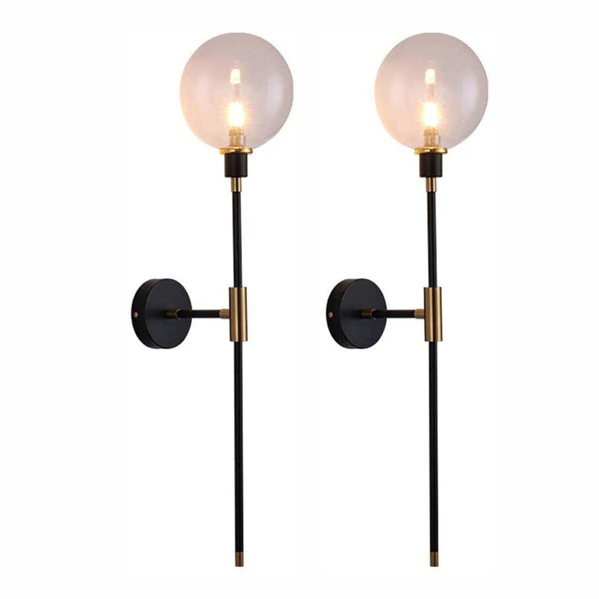 KCO KCOLighting 1-Light Sconces Wall Light Gold Black Modern Wall Mounted Sconce Globe Glass Shade Wall Lamp with Long Arm for B