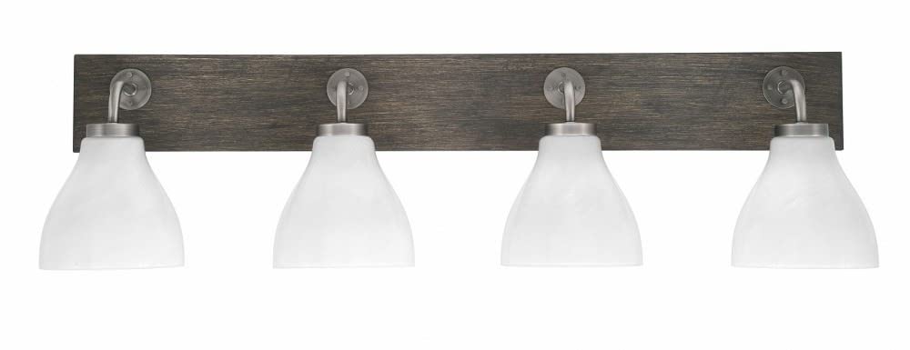 Toltec Lighting 1774-Gpdw-4761 Oxbridge - 4 Light Bath Bar-9.75 Inches Tall And 37 Inches Length, Finish Color: Graphite/Painted Distressed Wood-Look Metal, Glass Color: White Marble