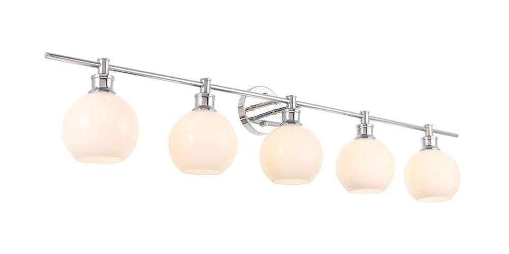 Living District Indoor Modern Home Decorative Bright Ceiling Collier 5 Light Chrome and Frosted White Glass Wall Sconce
