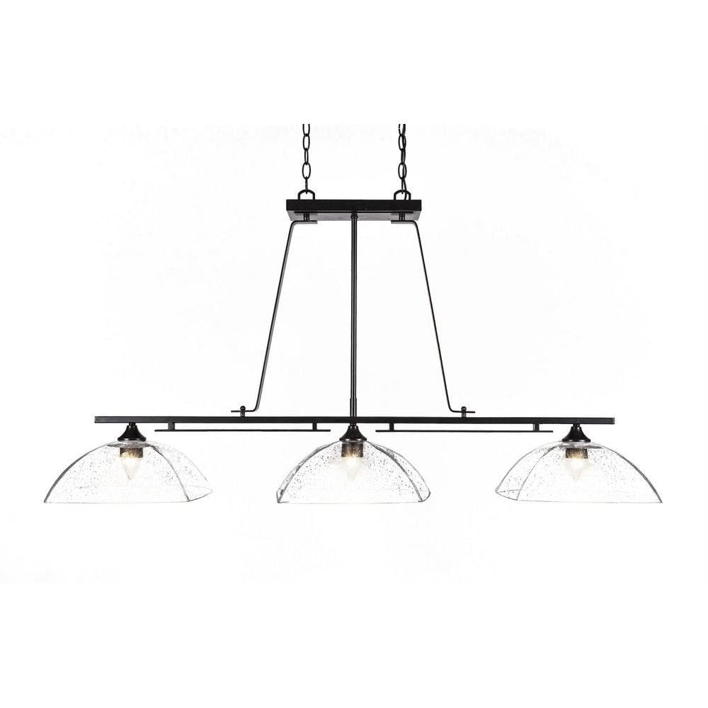 Toltec Lighting 326-Dg-467 Uptown 3 Light Bar With Clear Bubble Glass, 13.75&quot;, Dark Granite