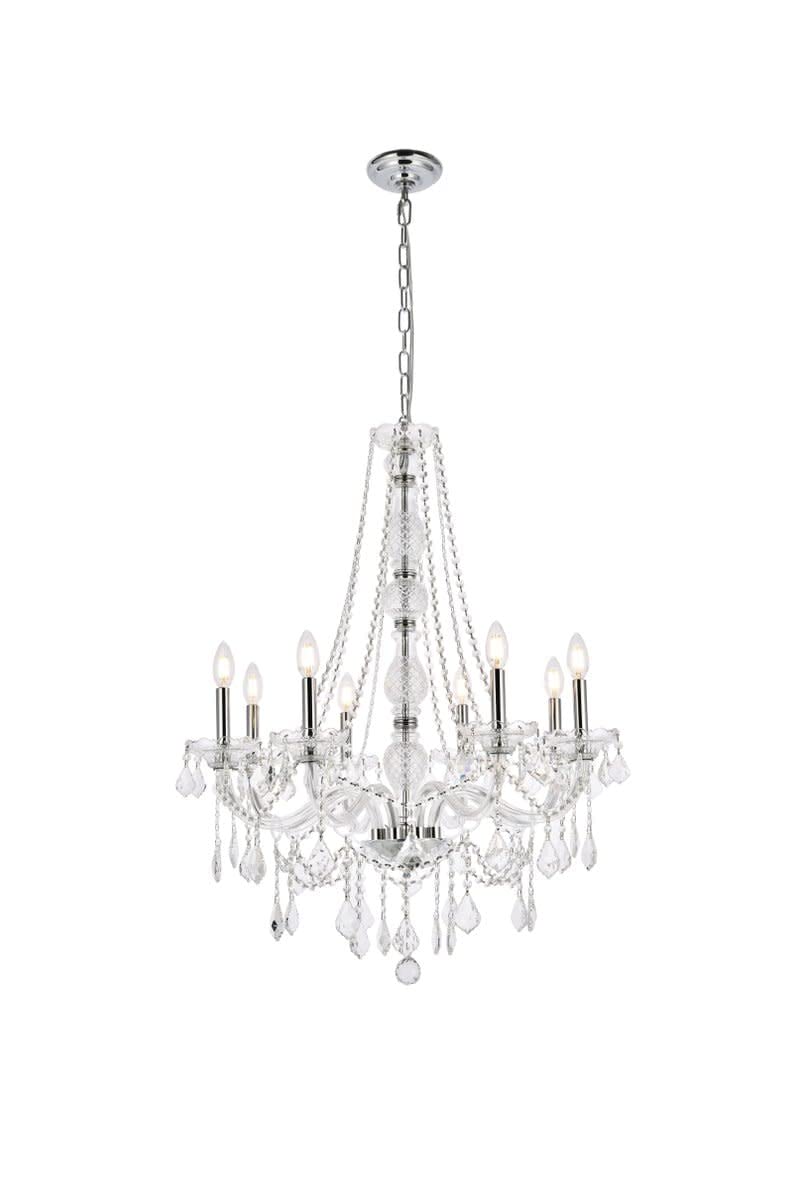 Elegant Furniture Verona 8 Light Gold Chandelier Clear Royal Cut Crystal