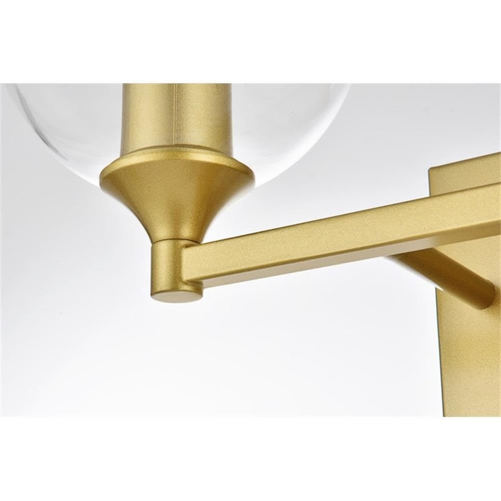 Living District Foster 2-Light Iron & Glass Bath Sconce in Brass/Clear