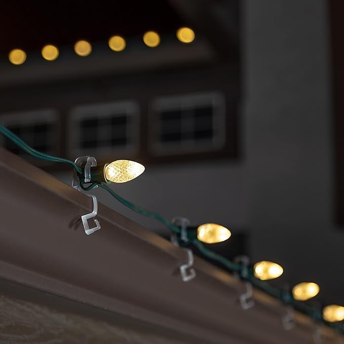 HLO Lighting C7 Christmas Lights Set of 25 | Blue LED Bulbs | Indoor & Outdoor Use | Acrylic Material