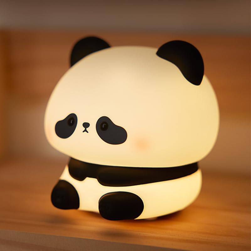 ATSUI Cute Panda Night Light, LED Squishy Novelty Animal Night Lamp, Food Grade Silicone, 3 Level Dimmable Rechargeable Nursery