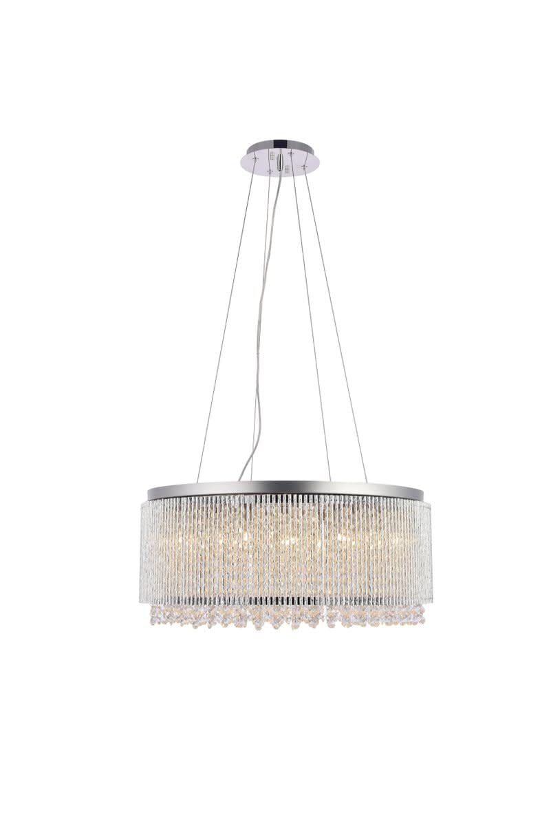 Elegant Lighting V2092D24C/RC Influx - Fourteen Light Pendant, Chrome Finish with Clear Royal Cut Crystal
