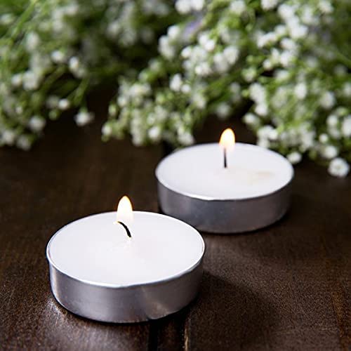 Pomp Glow Tealights (24 Pack) | White Unscented Decorative Tea Light Candles That Will Light Up Your Home, Wedding, Dinner & Any Special Occasion | Long Lasting, Smokeless, Mess Free Candles