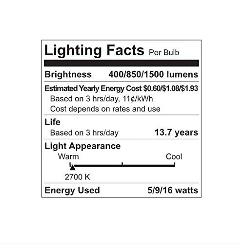 Ge Lighting Relax Led 3-Way Light Bulb, 5/11/16 Watt, Soft White, A21 Standard Light Bulb, Ca Compliant (1 Pack)