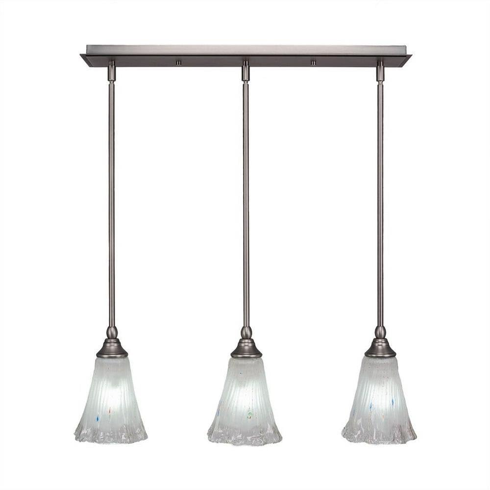 Toltec Lighting 25-Bn-721 3 Light Multi-Light Mini Hang Straight Swivel Pendant With Fluted Frosted Crystal Glass, 5.5&quot;, Brushed Nickel