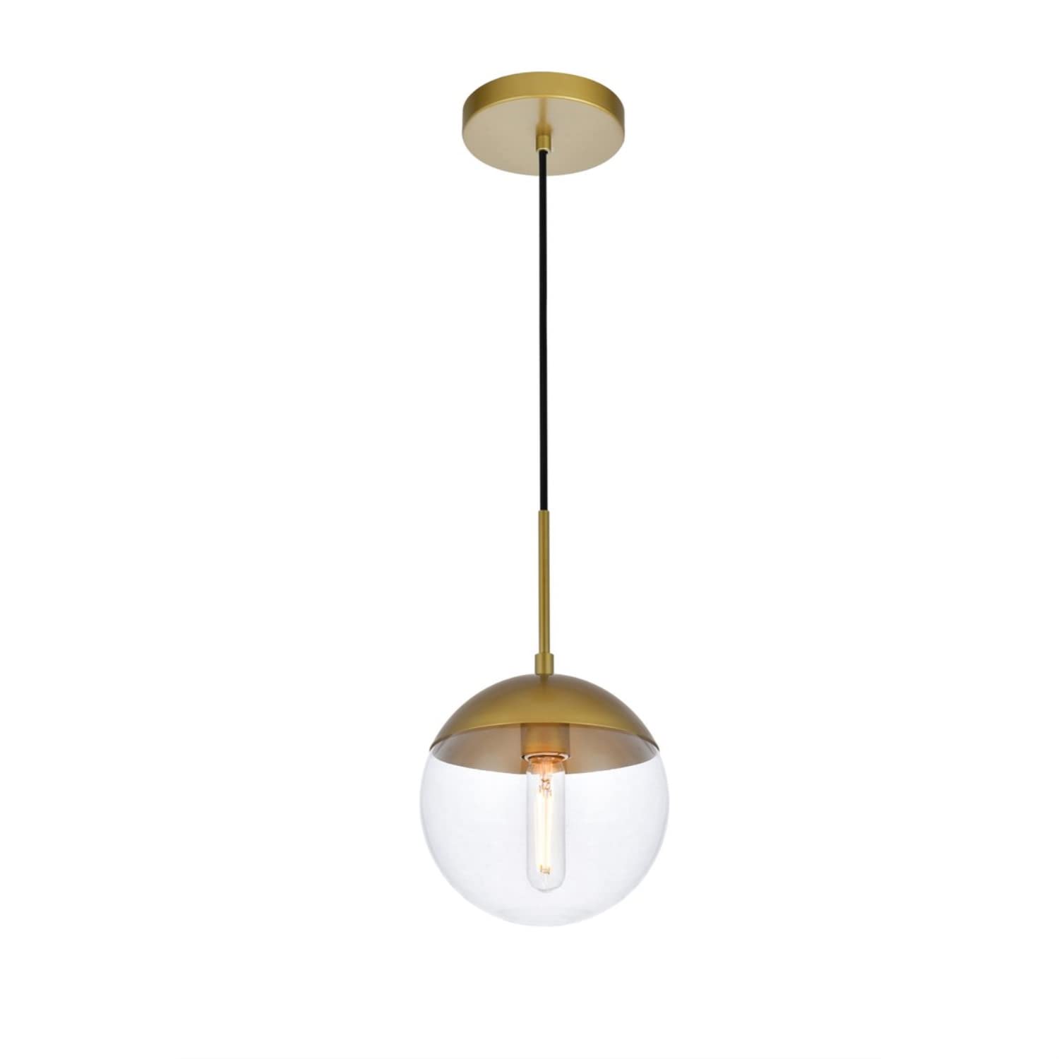 Living District Eclipse 1 Light Brass Pendant with Clear Glass