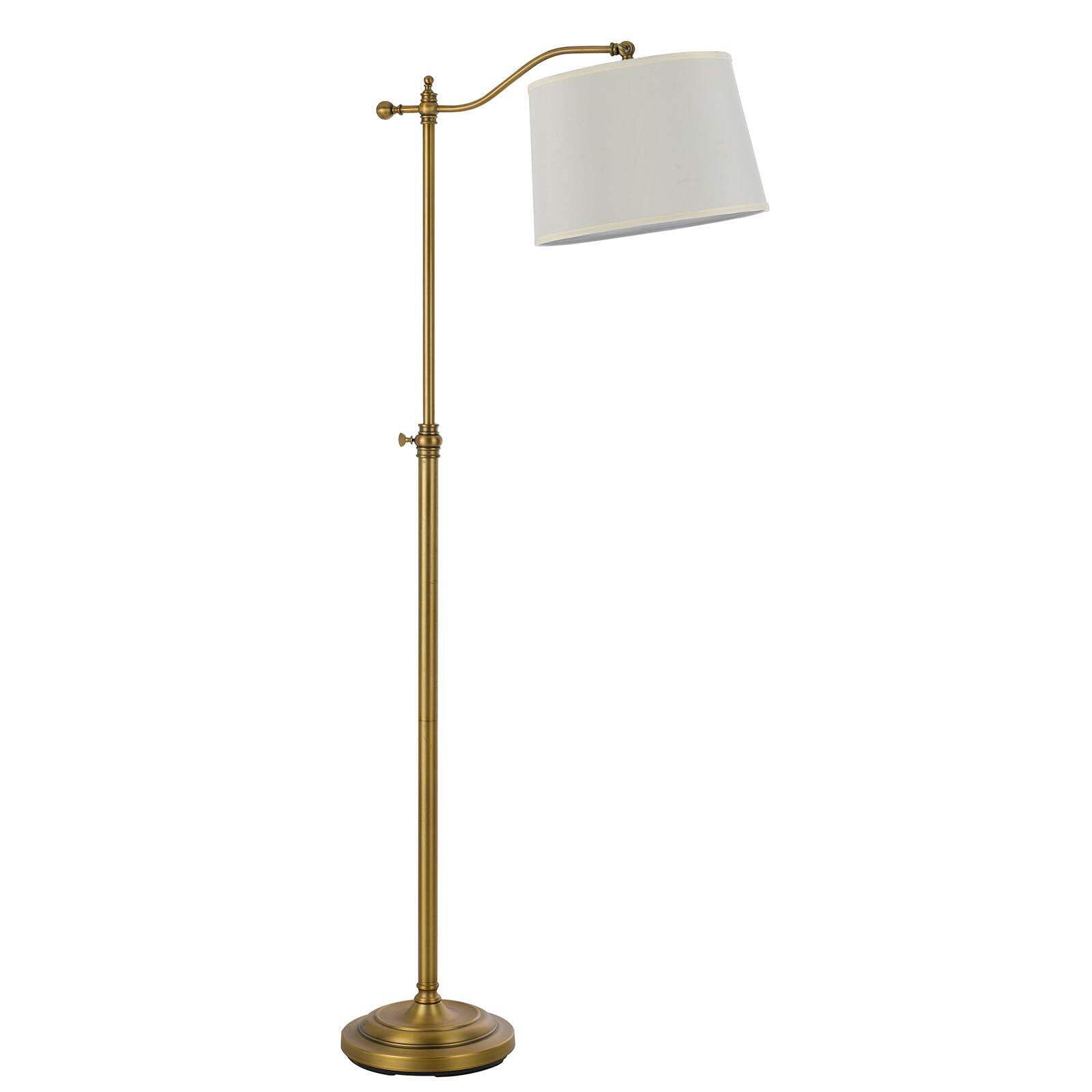 HomeRoots Adjustable Traditional Floor Lamp, 63 in., Metal, White Shade, Bronze