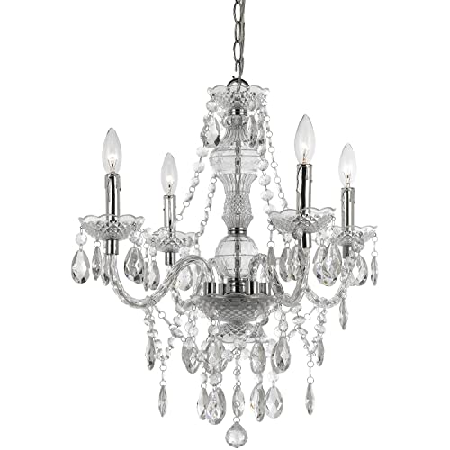 AF Lighting Naples 4-Light Chandelier, Chrome Finish, Clear Faux Crystals, Model 8350-4H