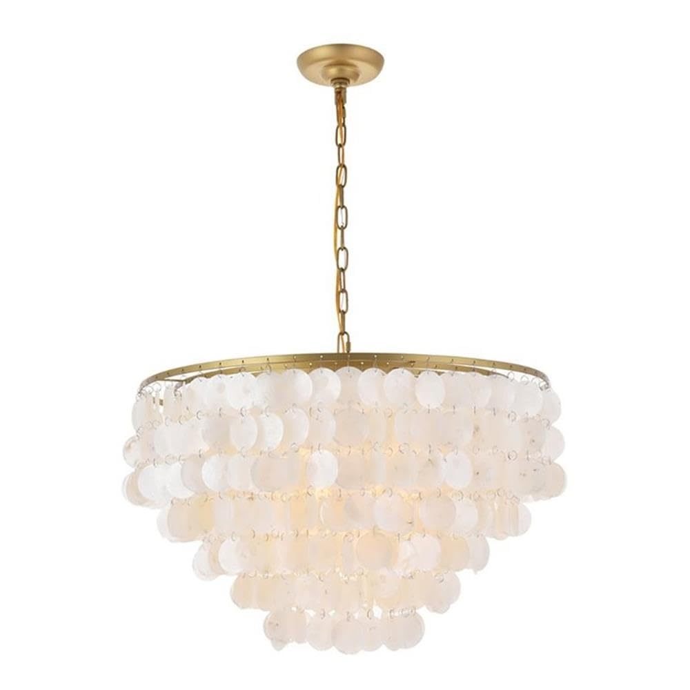 Living District 6-Light Brass & White Mid-Century Metal Pendant Light Fixture