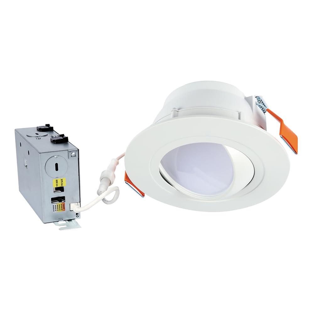 HALO RA 6-Inch Canless LED Recessed Downlight, Adjustable Gimbal, Selectable Lumens & Color Temperatures, Dim-to-Warm, White, Model RA6LS9
