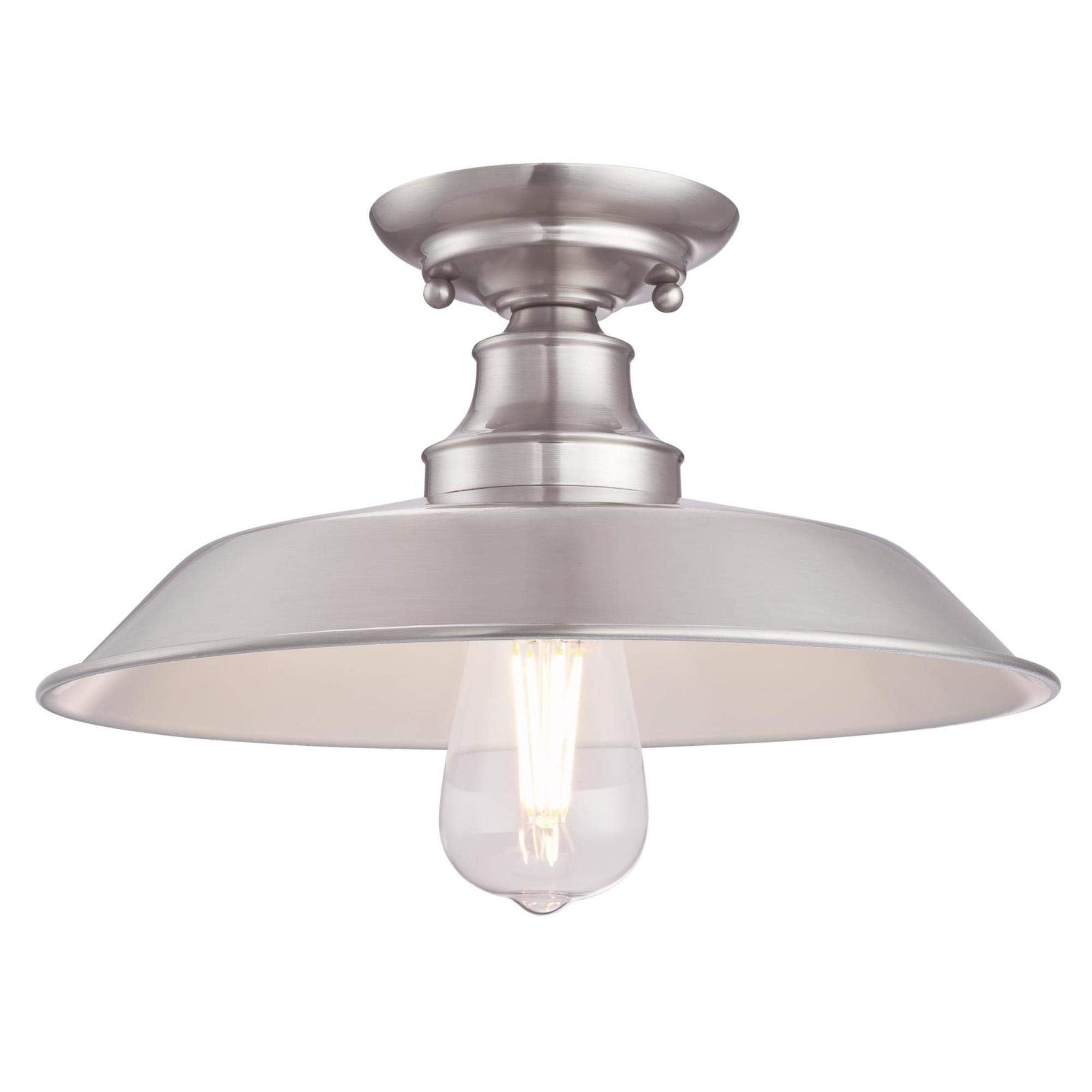 Westinghouse Iron Hill 12-Inch Indoor Semi Flush Mount Ceiling Light, Brushed Nickel Finish, Model 6370200, Metal