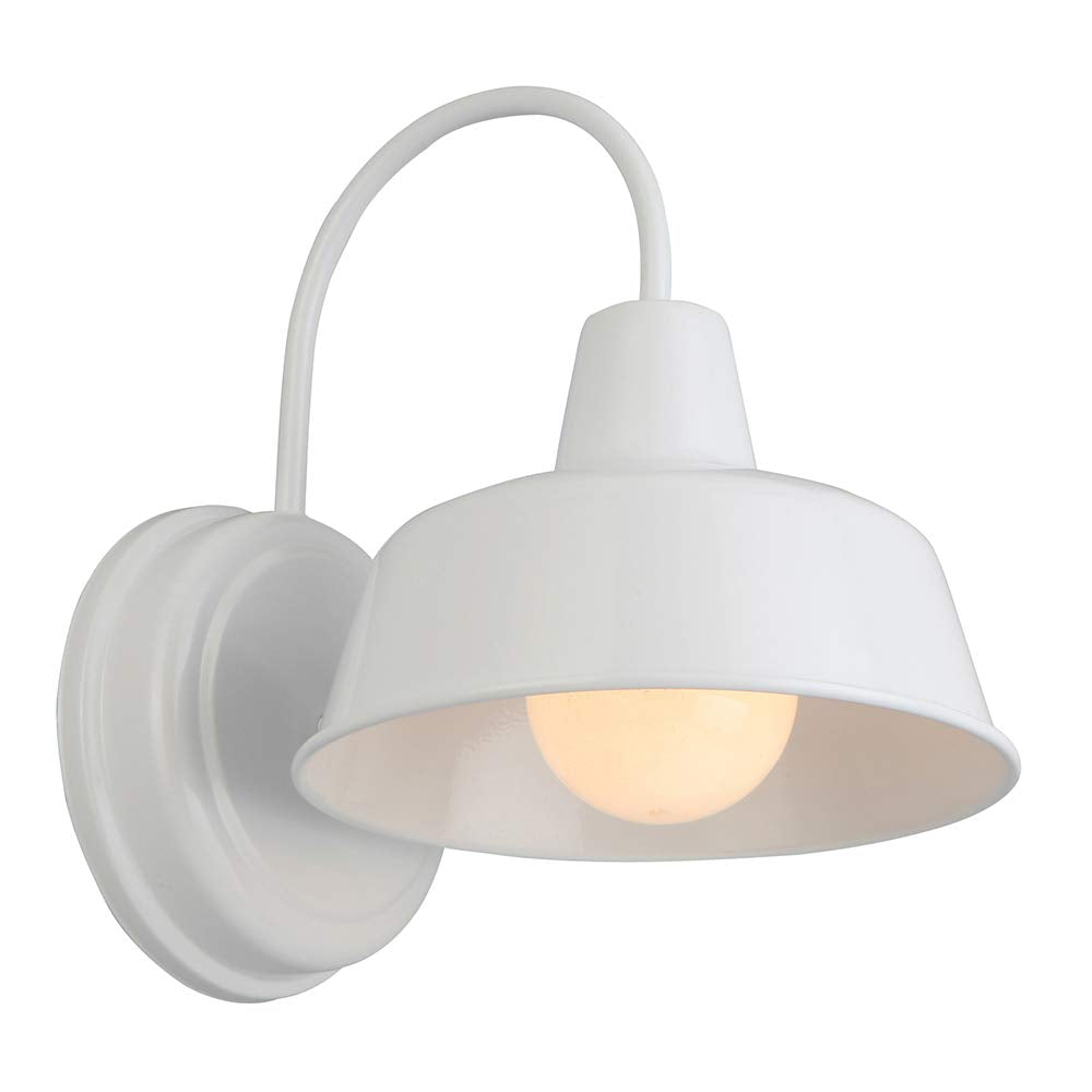Design House Mason Barn Light, Modern Industrial Wall Mount, Alloy Steel, 8-Inch, White, Model 579359
