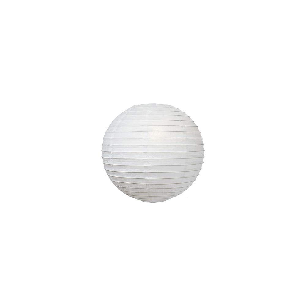 Luna Bazaar Decorative Paper Lantern - 12-Inch, Perfect White, Parallel Ribbing, Model L12WH, Ideal for Weddings and Parties