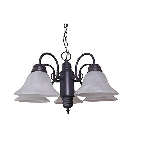 Design House 5-Light Indoor Dimmable Chandelier, Alabaster Glass Shades, Oil-Rubbed Bronze, Model 514455