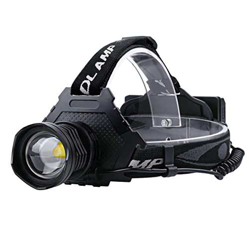 AMAKER LED Headlamp, 90000 Lumens, 6 Modes, USB Rechargeable, IPX7 Waterproof, Adjustable, Black, Model MR-AG