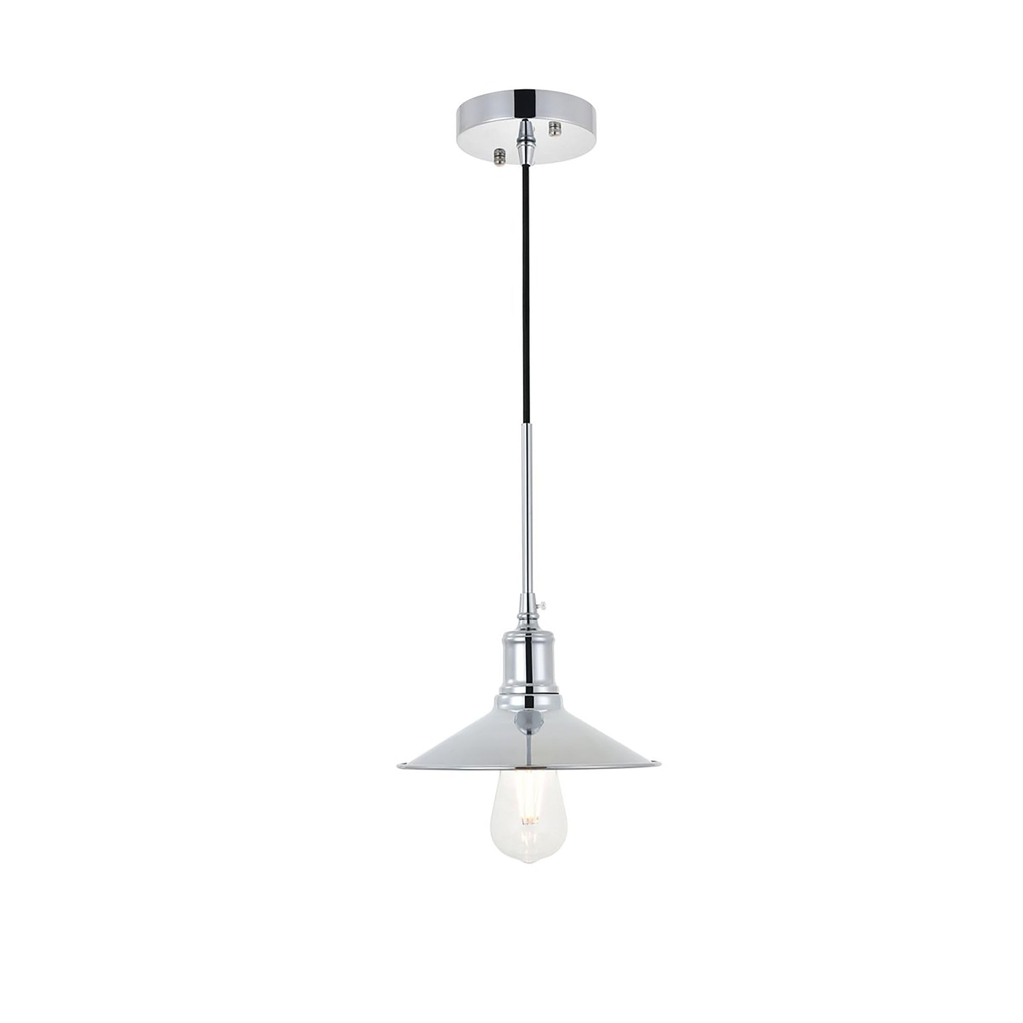 Living District Chrome Pendant Light - Modern Indoor Decorative Ceiling Fixture, 1 Light
