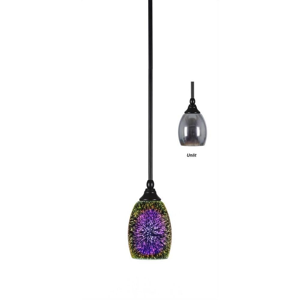 Toltec Lighting 23-Mb-6595 Any 3 Light Stem Mini Pendant 5&quot; Silver Fire Glass