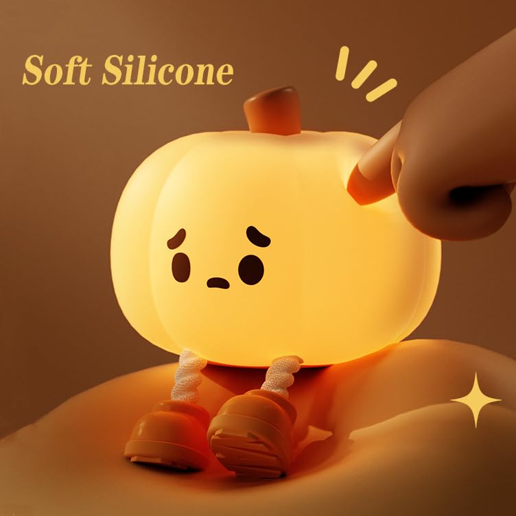 Hpydiy Pumpkin Night Light Orange Pumpkin Soft Silicone ChildrenS Night Light With 3-Gear Brightness Adjustment Rechargeable Room Decor And Ideal Gift