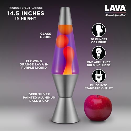 Lava® Lamp - Original Motion Light - 14.5" Glass - Purple Sunset - Yellow Wax - Model 26350400US