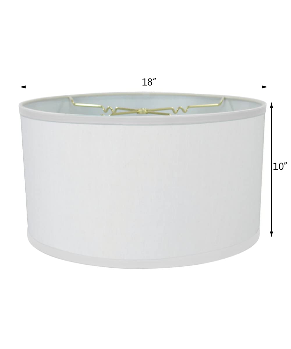 18X18X10 White Linen Shallow Drum Premiere Lampshade With Brass Spider Fitter By Home Concept - Perfect For Table And Floor Lamp