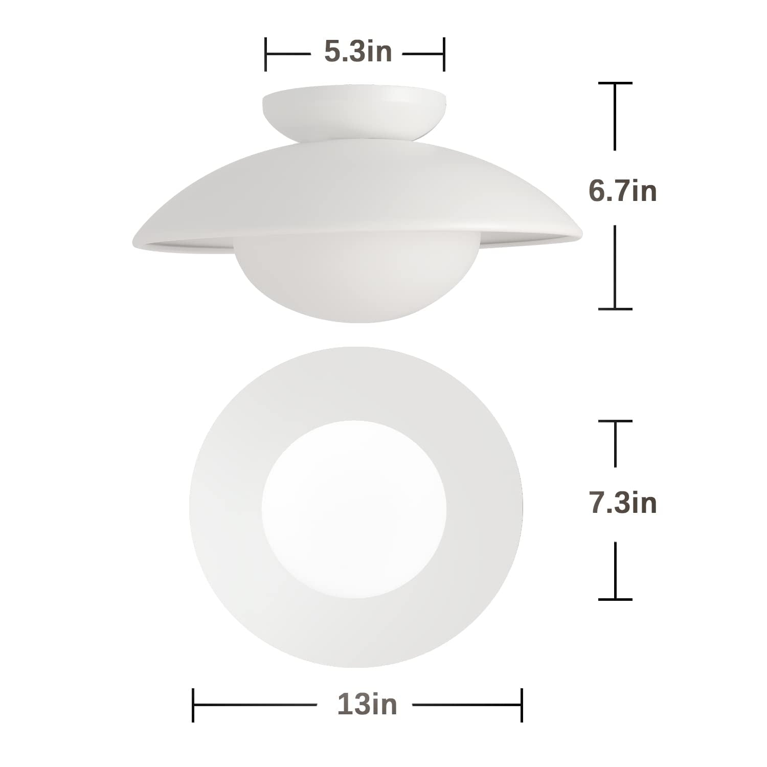 Pirxxiy Soft White Semi Flush Mount Ceiling Light Fixture, Bowl Lampshade Style Vintage Close To Ceiling Light Fixture, Modern I